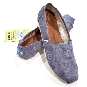TOMS NIB Slate Blue Alpargata Shoes Flats Sz 8.5